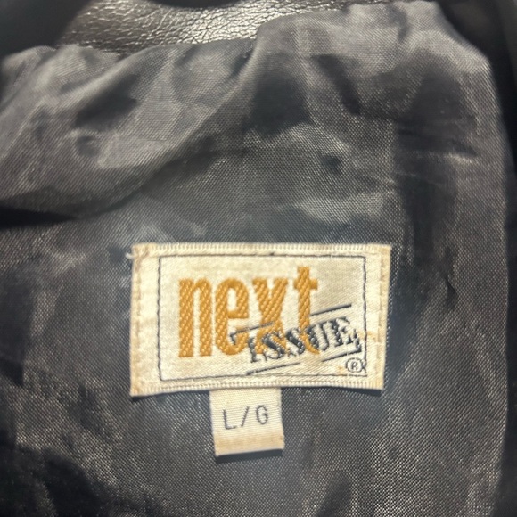 NEXT ISSUE size Large faux black leather biker jacket side zip, silver hardware - Picture 2 of 10